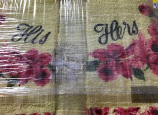Vintage Jay Marc Creations Floral Bath Towel Set His And Hers W/washcloths
