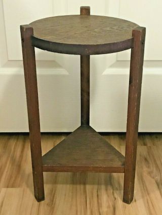 Antique Vintage Arts And Crafts Mission Oak Plant Stand Or Small Side Table 18 "