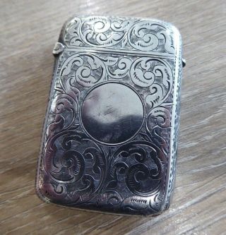 Quality Antique Solid Silver Vesta Case With Lovely Design