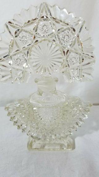 Vintage Glass Perfume Bottle With Fan Top 4 1/2 " L X 2 1/4 " W X 7 " H