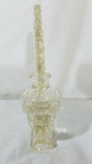 Vintage glass perfume bottle with fan top 4 1/2 