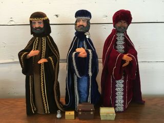 Vintage Handmade Three Wise Men Nativity Christmas Figures Glass Pop Bottle Body