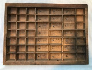 Vintage Printer Type Set Drawer Wood Wooden Cabinet Tray Display Shadow Box