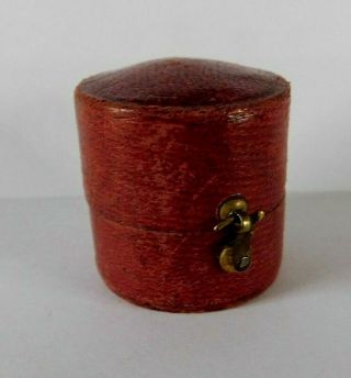 Antique Circular Red Leather Jewellery Box For A Ring,  3 Cm Wide / Tall