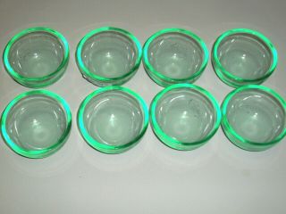 Set Of Eight (8) Vintage Berry Or Custard Bowls - Uranium - Vaseline Glass
