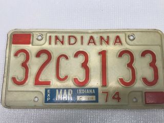 Vintage 1974 Indiana Expired License Plate 32c3133 Hendricks County