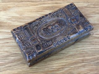 Antique Black Forest Carved Wood Box,  Possibly For Stamps