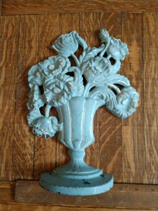 Antique Hubley Cast Iron Doorstop Urn/ Vase Poppies No 440
