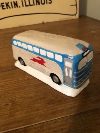 Vintage Reindeer Lines Ceramic Hand Painted Bus 6” Transportation 3