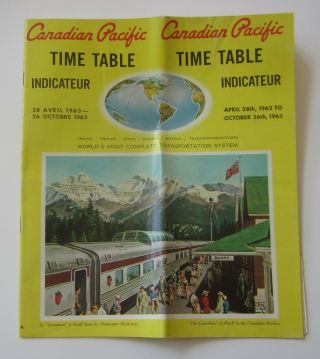 Old Vintage 1963 - Canadian Pacific Railroad - Time Table Brochure - Apr 28th