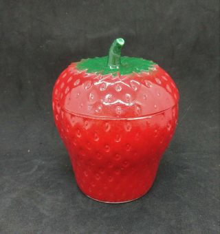 Vintage Two Piece Ceramic Strawberry Jelly Jam Covered Jar 2