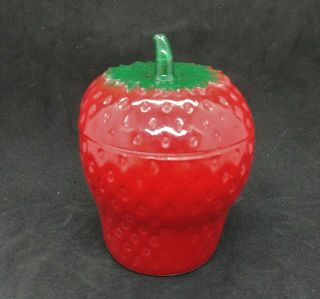 Vintage Two Piece Ceramic Strawberry Jelly Jam Covered Jar 3