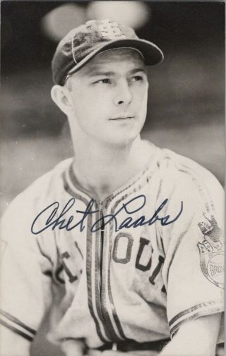 Chet Laabs St.  Louis Browns Signed Vintage Baseball Postcard Auto B&e Hologram
