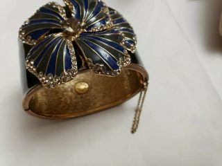 J Crew Vintage Cuff Bracelet Encrusted With A Flower With Rhinestones