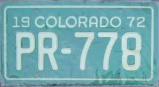 Vintage Colorado 1972 Motorcycle License Plate In Plastic Pr - 778