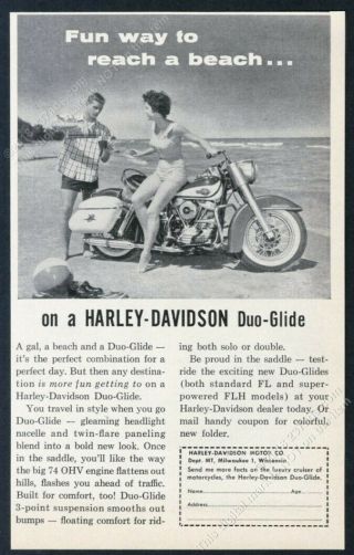 1960 Harley - Davidson Duo - Glide Motorcycle Photo Vintage Print Ad