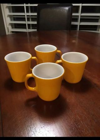 4 Vintage Pyrex Yellow Coffee Mugs/cup 70 