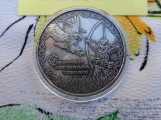 1 oz.  EAGLES CLAWS - Viking Proverb Series 3 Antiqued round.  999 fine silver 3