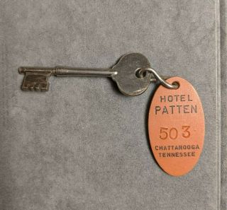Vintage Hotel Patten Room Key And Fob Chattanooga Tennessee