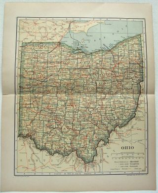 1910 Map Of Ohio By Dodd Mead & Company.  Antique