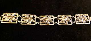 Vintage Art Nouveau Sterling Silver Bracelet W Floral Design From Danecraft 1940