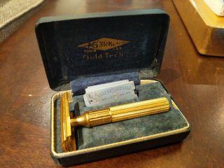 Vintage Gillette Gold Tech Safety Razor W/ Case