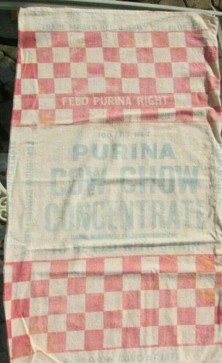 Vintage Purina Cow Chow Concentrate Feed Sack Bag 100 Lbs.