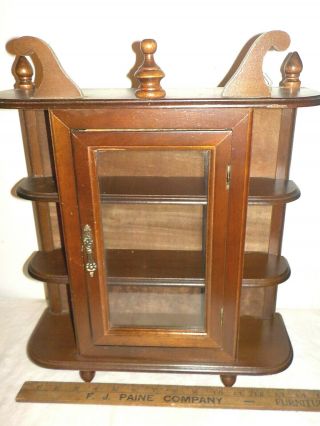 Vintage Table Top Or Hanging Small Curio Cabinet Wood And Glass