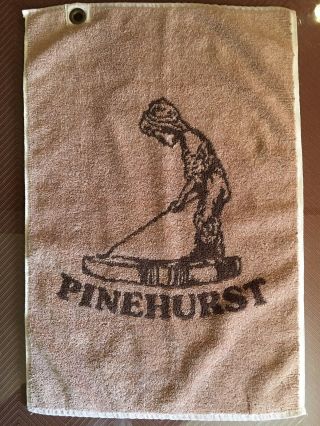 Vintage Golf Towel - Pinehurst Golf Club - Brown And Tan Woven Silhouette Print