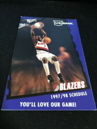 1997 - 98 Portland Trailblazers Basketball Pocket Schedule Us Bank Version