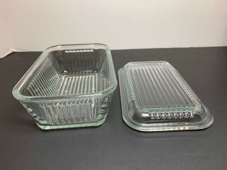 Vintage Butter Dish,  Ribbed Clear Glass Refrigerator Dish With Lid Usa Storage