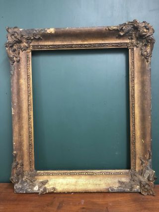 Large Antique 19th Century French Rococo Baroque Gesso Gold Gilt Frame