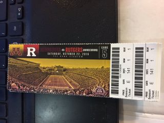 2016 Minnesota Golden Gophers Vs Rutgers College Football Ticket Stub 10/22