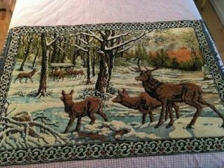 Vintage Stag & Herd Of Deer Tapestry