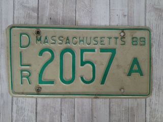 Massachusetts License Plate Dlr 1989 A Green Lettering