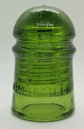 Antique Glass Insulator Bright Apple Green Cd 102 Brookfield