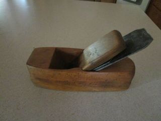 Vintage Wooden Smoothing Plane By The Contz Tool Co.  The Blade By W.  Butcher