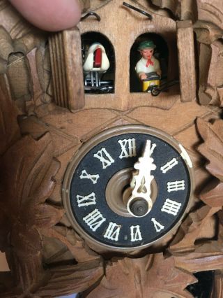 Antique Germany Chalet Austrian Cuckoo Clock Wood Swiss Coo Hunter Musical Coo
