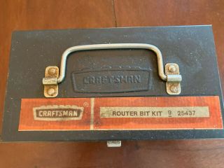 Vintage Craftsman Router Bit Kit 9 - 25437 Incomplete Set Parts Metal Case