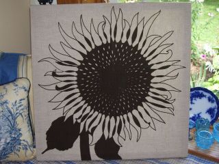 Vintage Marushka Large Sunflower Textile Print 21 X 21