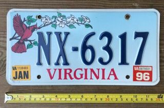 1996 Virginia License Plate Nx - 6317 Cardinal