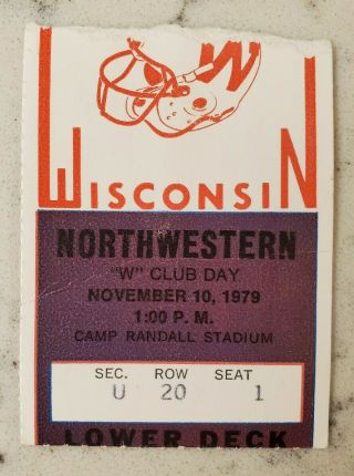 Wisconsin Badgers Vs Northwestern Wildcats Football Ticket Stub 11/10 1979