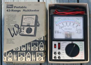 Vintage Sears Portable 43 Range Multitester Volt - Ohm Meter W/test Leads