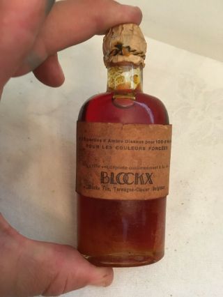 Vintage /antique Blockx Bottle Amber Dissolved In Oil Belgium