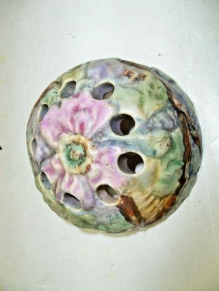 Antique Weller Pottery Flower Frog Silvertone Pattern
