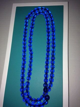 Vintage / Antique Peking Blue Glass Bead Necklace