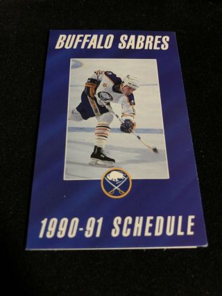 1990 - 91 Buffalo Sabres Hockey Pocket Schedule Marine Midland Bank Version