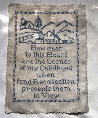 Vintage Hand Made Cross Stitch Completed Unframed Sampler How Dear To This Heart