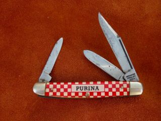 Vintage Antique Folding Pocket Knife Kutmaster Purina Stockman Wow Utica Ny Usa