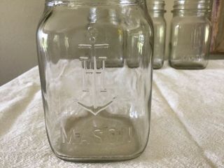 Vintage Square Anchor Hocking Mason pint jars,  very,  no chips 2